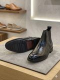 ZRA Premium Black Croc-Embossed Chelsea Sleek Men's Ankle Boots