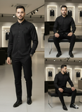 IMPORTED DESIGNER BLACK BEADED PALM TREE SHIRT