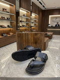 TROPHY Premium Men's Smooth Leather Buckled Toe-Loop leather slipper