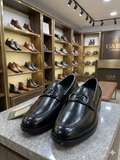 SANTONI Men's Premium Black Leather Loafers