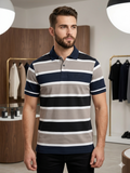 A-X HORIZONTAL STRIPED PIQUE POLO T-SHIRT