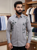 IMP PREMIUM FLORAL EMBROIDERED SATIN-FINISH LUXURY DESIGNER SHIRT