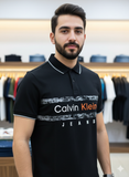 C-K FADE STRIPE LOGO POLO T-SHIRT
