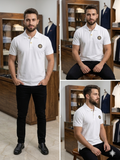 BLMN EMBOSSED GOLD LOGO PIQUE POLO T-SHIRT