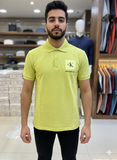 C-K BOX LOGO LIME GREEN POLO T-SHIRT