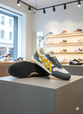 ONTSUKA TIGER HIGH-SIDED COURT SNEAKERS IN GRAY SUEDE AND YELLOW SNEAKERS