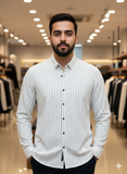 IMPORTED MODERN TEXTURED VERTICAL STRIPE LONG SLEEVE SHIRT