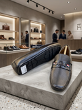 Tommy hilfiger Sophisticated Black Textured Leather Horsebit Loafers