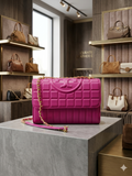 TRY BRCH Quilted Embossed Flap Shoulder BAG