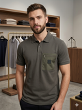 A-X ZIP-POCKET PIQUE POLO T-SHIRT