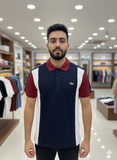 LCST COLOR-BLOCK SPORT POLO T-SHIRT (NAVY/WHITE/RED)