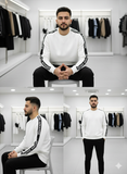 A-X WHITE CREW NECK SWEATSHIRT PREMIUM ATHLEISURE FIT FULL SLEEVE T-SHIRT