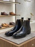 ZRA Premium Black Croc-Embossed Chelsea Sleek Men's Ankle Boots