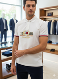 TMY MENS WHITE COTTON PIQUE POLO T-SHIRT