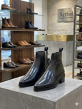 PETERMONK Luxe Pointed-Toe Gold Zip Dress Boots