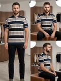 A-X HORIZONTAL STRIPED PIQUE POLO T-SHIRT