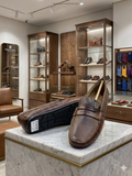 TMY Premium Brown Micro-Textured Penny Loafers