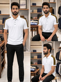 EM P ARMNI CONTRAST SHOULDER PANEL POLO T-SHIRT