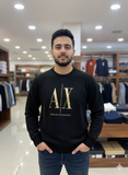 A-X BLACK SWEATSHIRT WITH OUTLINE LOGO FULL SLEEVE T-SHIRT