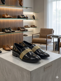 UUITED COBBLE Luxury Men's Black Patent Loafers