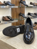 Rosso Brunello Men’s Black Textured Penny Loafers