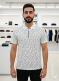 KRL LAGERFELD MONOGRAM QUARTER-ZIP POLO T-SHIRT