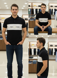 FRD PRRY MEN'S BLACK AND WHITE COLOR-BLOCK LOGO POLO T-SHIRT
