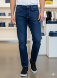 ARMNI EXCHNG MEN'S DARK WASH STRAIGHT FIT DENIM JEANS