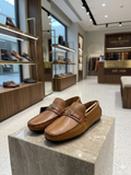 Tommy hilfiger Premium Tan Pebble-Grain Leather Horsebit Loafers