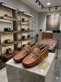 TMY Refined Tan Woven-Leather Horsebit Loafers
