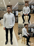 HG BSS LINEAR GRAPHIC LONG-SLEEVE PLAIN SHIRT