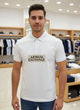 A-X WHITE WITH GRAPHIC LOGO POLO T-SHIRT