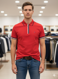 TMY ZIP CLASSIC COTTON PIQUE POLO T-SHIRT