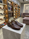 TMY Premium Brown Micro-Textured Penny Loafers
