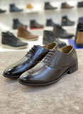 BOSS Hugo Boss Men’s Lisbon Derby Shoes – Polished Leather in Black & Dark Brown formal shoe