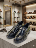 SOUFRTIN High-Shine Gloss Black Bit Loafers