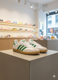 ADS SAMBA  IN WHITE AND GREEN WITH GUM SOLE SNEAKER
