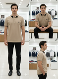FRD PRRY MEN'S BEIGE POLO SHIRT WITH TIPPED COLLAR