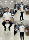 BLMN PARIS METAL "B" LOGO PIQUE POLO T-SHIRT
