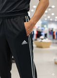 ADS BLACK TRACK PANTS WITH WHITE THREE STRIPES NS LYCRA DRIFIT TRACK