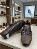 Tommy hilfiger Dark Espresso Textured Leather Bit Loafers