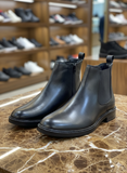 HENDERSON Men's Black Leather Zip-Up Chelsea Boots