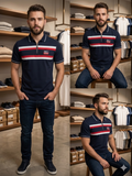 A-X QUARTER-ZIP STRIPED PIQUE POLO T-SHIRT