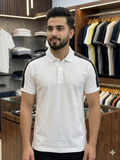 A-X SHOULDER TAPE PIQUE POLO T-SHIRT