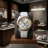 Emporio Armani Chronograph Silver Dial Two-Tone Men's Watch