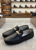 D&G Men’s Designer Leather – Premium Slip-On Collection with Gold-Tone Signature Hardware Loafers