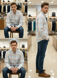TMY STYLE BLUE AND PINK PLAID SHIRT