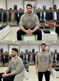 A-X GRAY SWEATSHIRT CREWNECK WITH BLACK LOGO FULL SLEEVE T-SHIRT