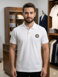 BLMN EMBOSSED GOLD LOGO PIQUE POLO T-SHIRT