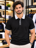 HKT LONDON BRANDED ZIP PLACKET BLACK POLO T-SHIRT